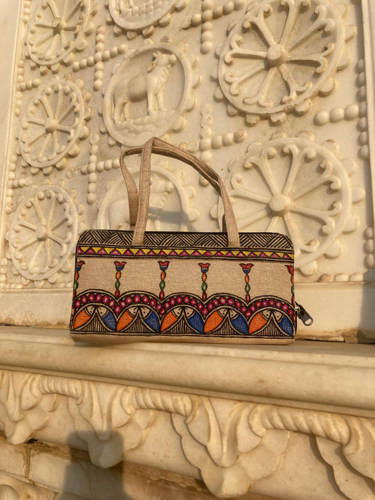 Handcrafted Madhubani multicolor Canvas Handbag