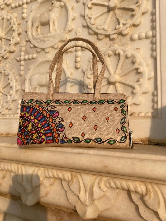 Handcrafted Madhubani Duck Canvas Handbag