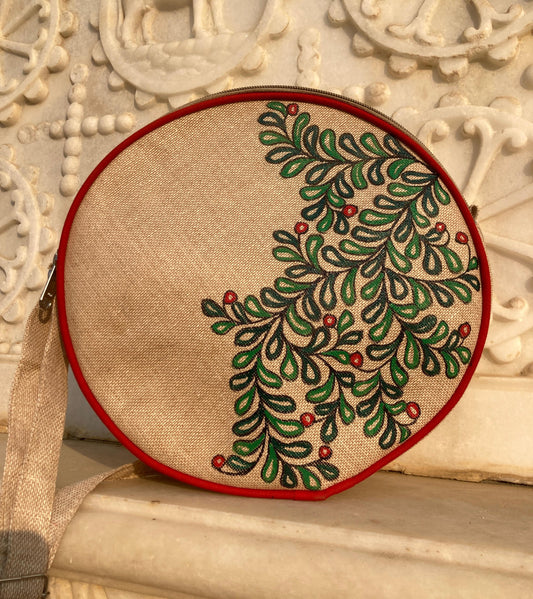 Handcrafted Madhubani rounded Canvas Handbag