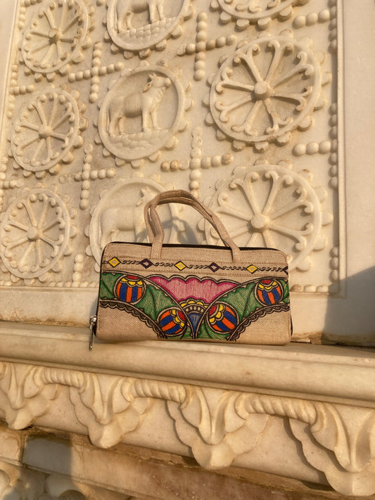 Handcrafted Madhubani Multicolor Canvas Handbag