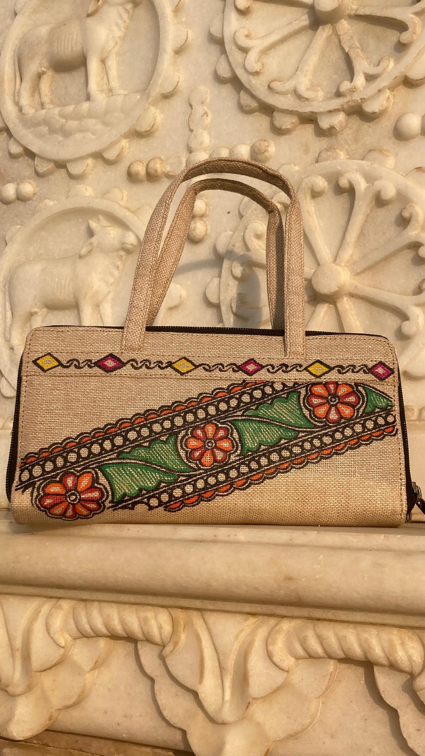 Handcrafted Madhubani Multicolor Canvas Handbag