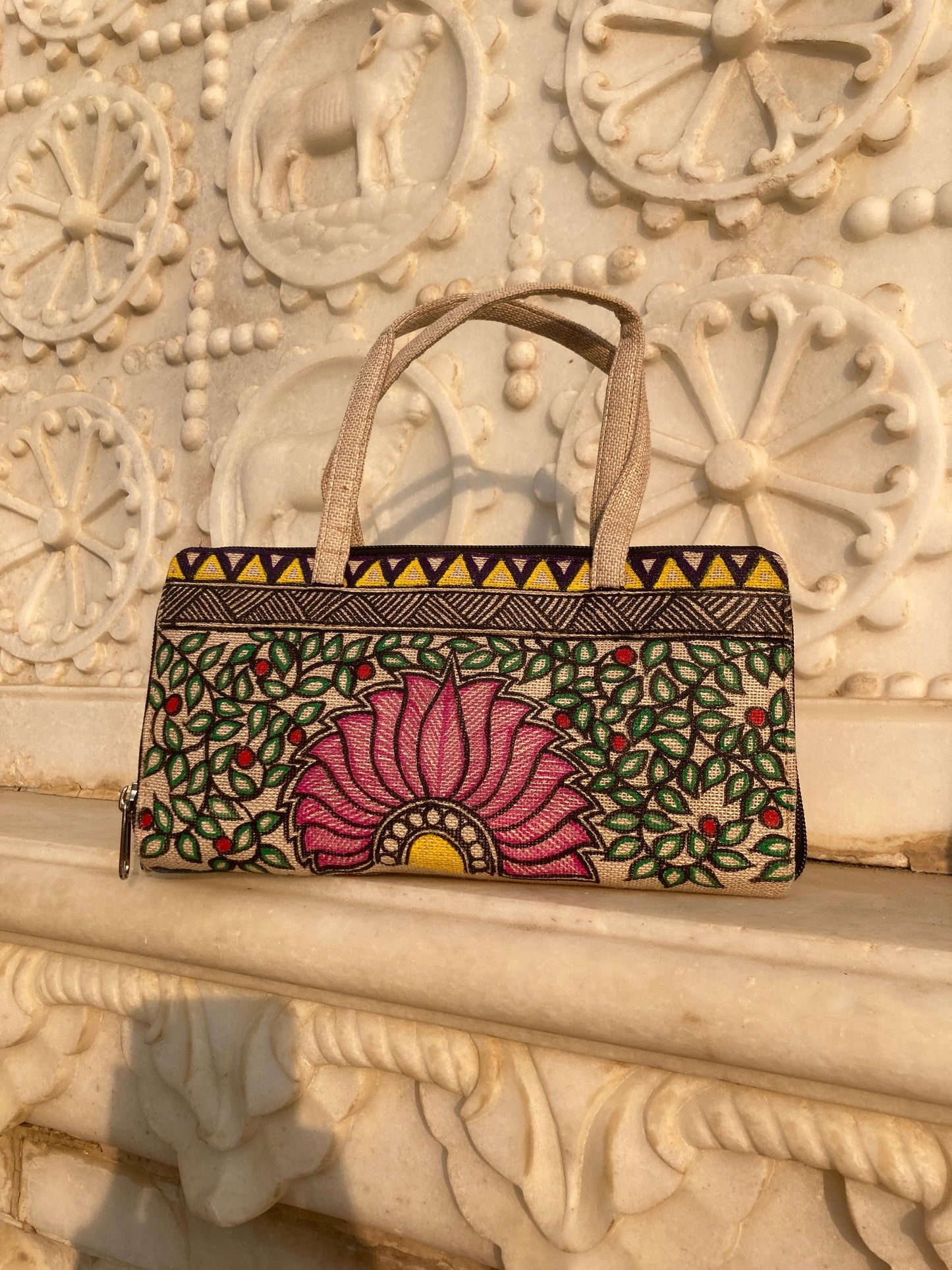 Handcrafted Madhubani Rectangular Canvas Handbag