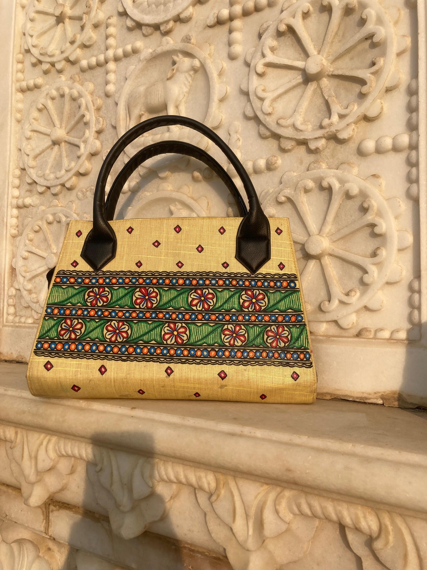 Handcrafted Madhubani Square Canvas Handbag