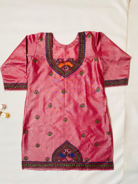 Hand-Painted Madhubani Khadi Cotton Kurti | XL
